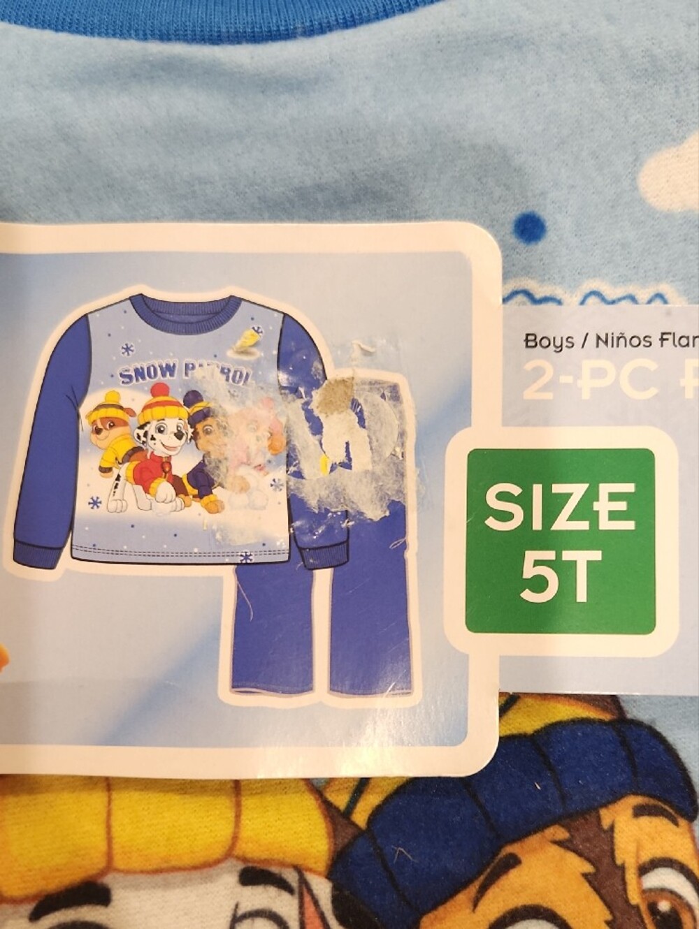 Paw Patrol Light Blue and Royal Blue Boys' 2-Piece Flannel PJ Set - Picture 2 of 3